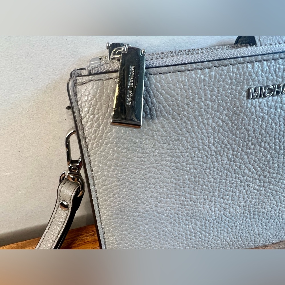 Michael Kors Adele Double-Zip Silver-Tone Wristlet - Picture 4 of 14